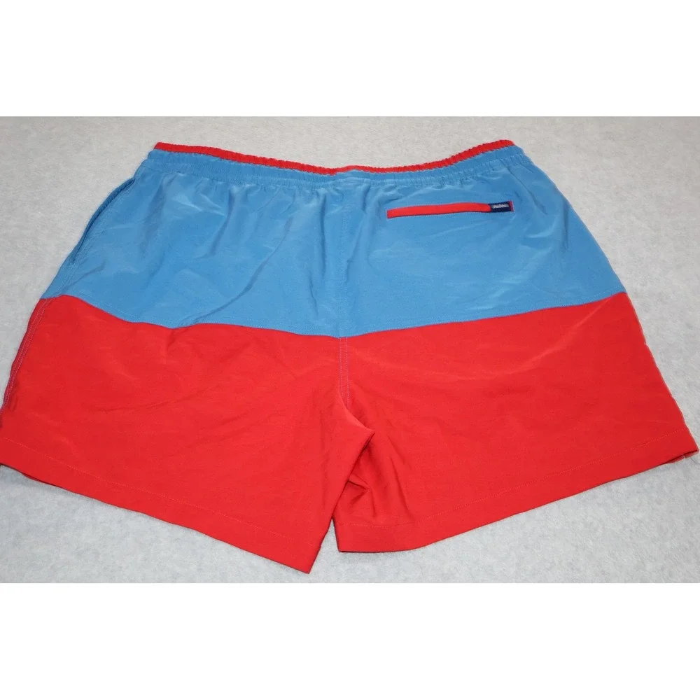 Chubbies Swim Trunks Mens XL Blue Red Colorblock Pineapple Logo Shorts **
